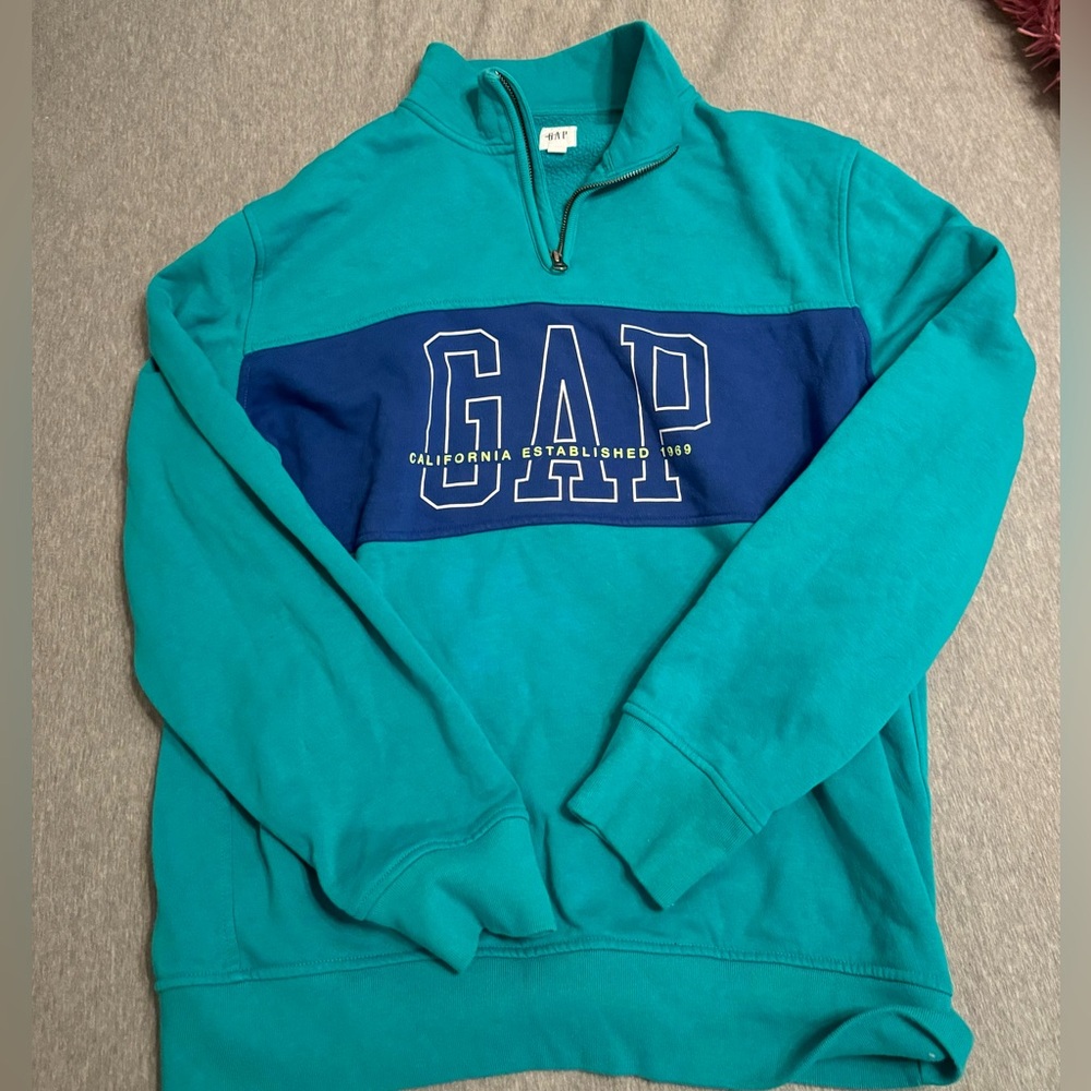 “Gap” Blue/Green Quarter Zip Crewneck
